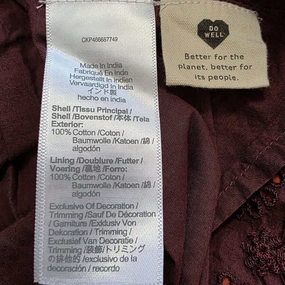 Madewell Lucie Dress Size 4 Embroidered Crochet Tiered Lined Sleeveless Burgundy - Picture 8 of 12